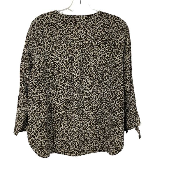 Michael Michael Kors Split Neck Bow Tie Sleeve Animal Print Top Womens Medium - Picture 7 of 7